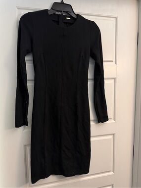 Adam Lippes Black Long-Sleeve Sheath Dress